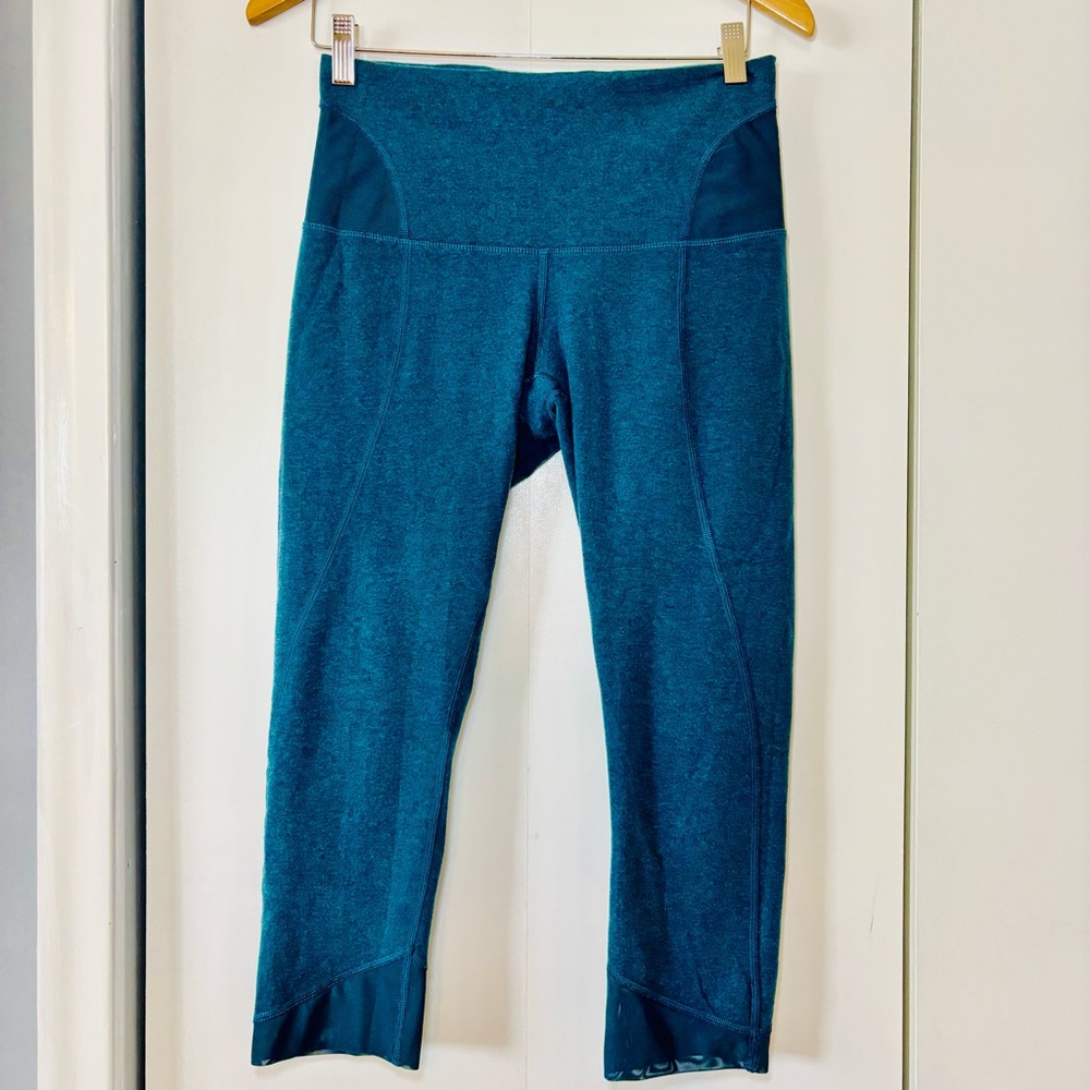 Lululemon Devi Crop Leggings Teal Heather High Rise Mesh Yoga Small